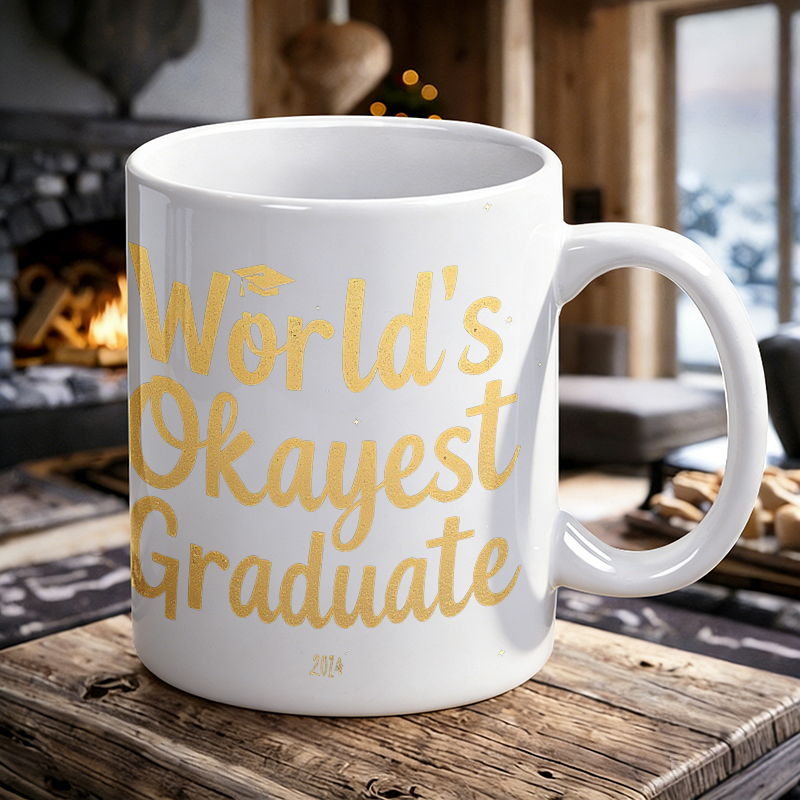 Coffee Tea Font - Mug en céramique avec police dorée