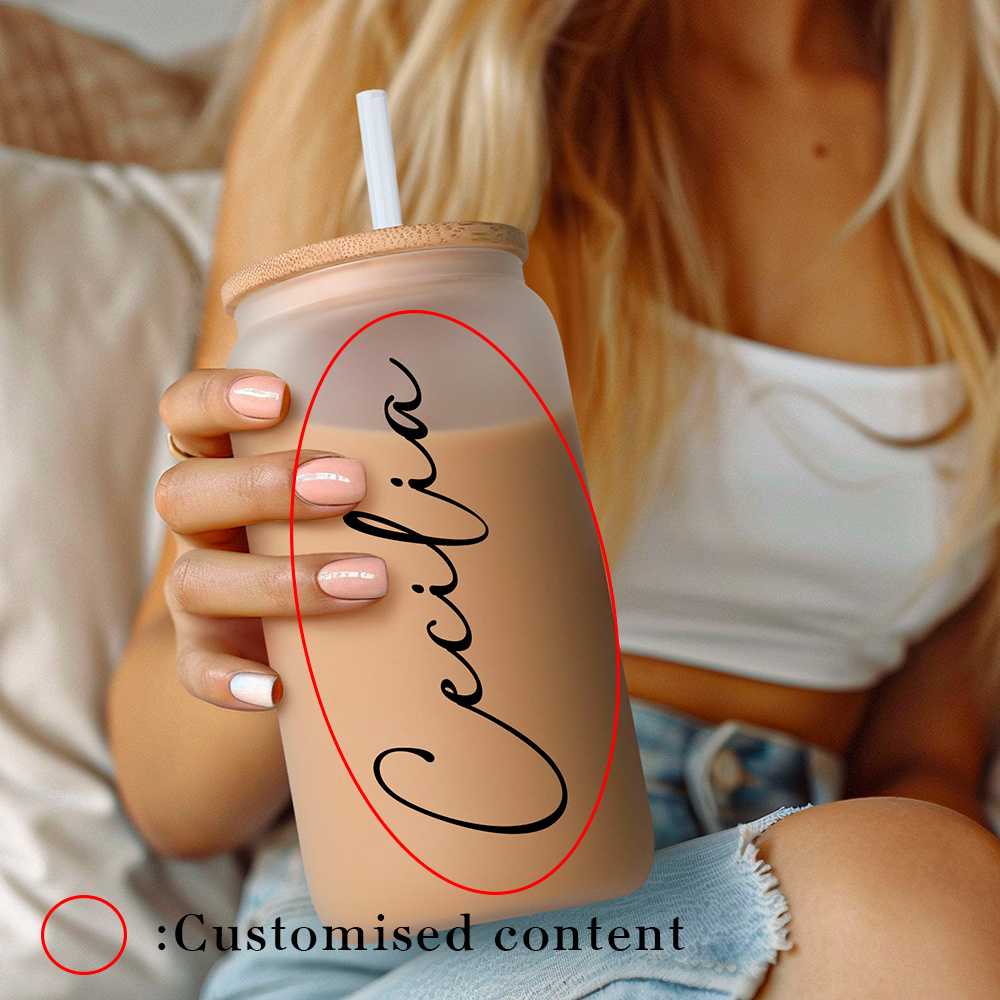Coffee Tea Font - Gobelet en verre personnalisé avec nom