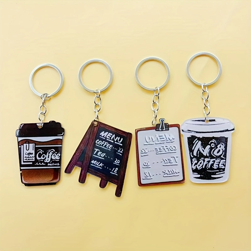 Coffee & Tea Garden Lincoln Menu - 8 porte-clés en acrylique en forme