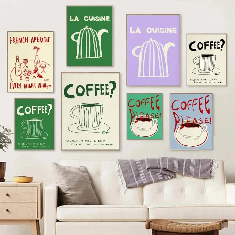 1PC Impression d'art décorativ - Coffee Tea Drawing avis et prix