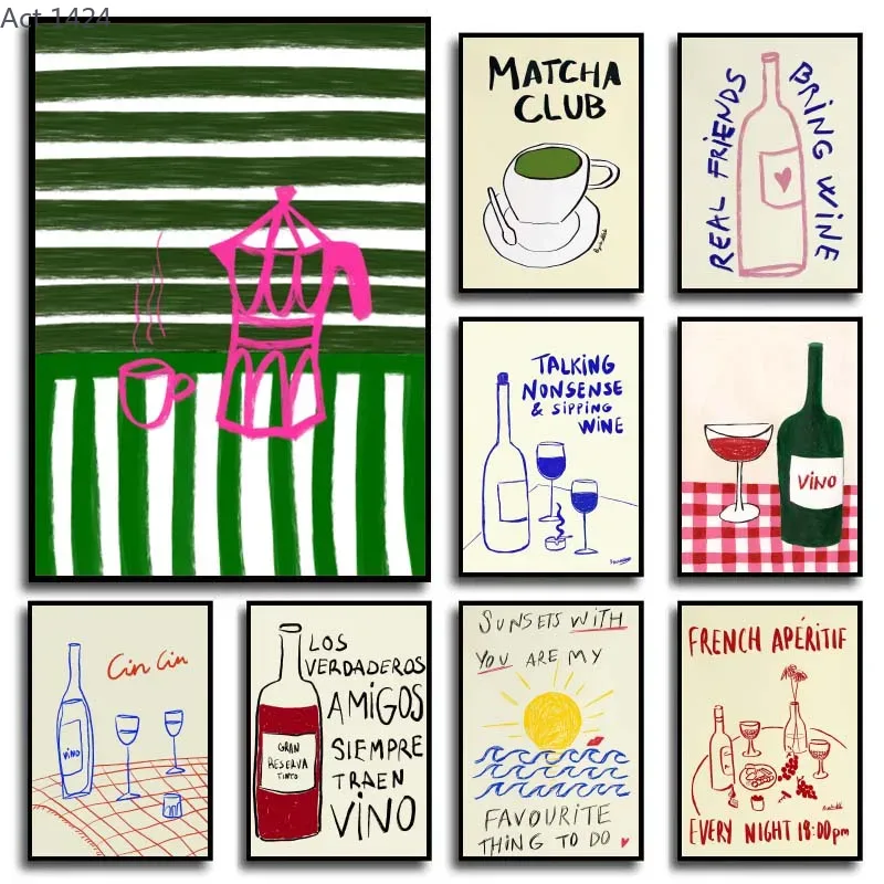 Affiches d'art abstrait modern - Coffee Tea Drawing avis et prix